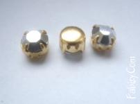 50грн(5шт) Стразы пришивные  Preciosa 7-7,3mm(ss34) Crystal Labrador   в цапах гальваника золото  8141-1038g