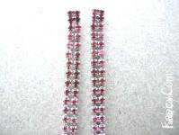 200грн Серьги-пуссеты Пурпурный хрусталь длинные, 74020638-S26 длина 120мм Гальваника-серебро