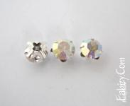 40грн(5шт) Стразы конусные пришивные круглые Preciosa в цапах французских ss28 (5,96-6,14mm) crystal ab в цапах гальваника серебро.