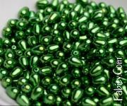 NEW! 45грн(20шт) Перли-краплі чеські скляні   7х5мм зелені 70459 59205