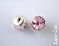 28грн (2шт) Ґудзики з кристалами риволі Swarovski 8mm Light Rose s39-LTRO+8141-1346 срібло-гальваніка