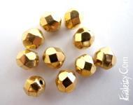 39грн (30шт) Намистини грановані чеські скляні з покриттям золота 00030-26200 4мм Crystal Full Aurum