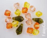 82грн (18шт) Набор кринталевих намистин  Preciosa MIX 11 (9х18мм Olivine=3. 10mm  tang.=5, sh yellow=5, lt.orange=5)