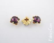 Нова ціна! 30грн(5шт) Риволі пришивні в цапах   ss25 (5,44-5,61mm) Amethyst  Maxima Preciosa в цапах французьких 2708 золото. Стара ціна 40гривень 