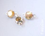 NEW! 12грн(2шт) Коннектори з шатонами Preciosa ss26 Crystal Aurum з 2мя колечками в сріблястій гальваниці cr.aur +8141-3725s