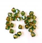 NEW! 37грн(10шт) Намистини Біконуси Swarovski 5328 4mm Fern Green Topaz blend-