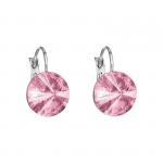 300грн(пара) Сережки з  риволі  Swarovski 12мм Light Rose . Довжина сережек 25мм. Гальваніка-срібло. N112