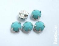 Нова ціна! 10грн(10шт) Стрази пришивні Preciosa 12гранні ss16 Turquoise в цапах - срібло гальваніка. , 8141-1554s. Стара ціна 20 гривень