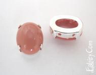 23грн(шт) Кабошон пришивний скляний Preciosa в цапах срібло  18x13mm  рожеві 74020  1785
