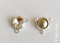 NEW! 20грн(шт) Конектор риволі Swarovski з 3-ма кільцями Crystal 7mm(ss34) срібло 1122f-2-ss34 3752