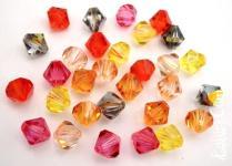 150грн (30шт) Набор чеських кришталевих намистин Preciosa 10mm (lt.orange =5, sh.yellow=5, cr.pink candy =5,cr.tangerine =5, cr.marea =5 hyacint=5) MIX 25