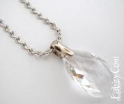 700грн(шт) Кольє з кришталевою підвіскою 48х28мм довжина ланцюжка в срібній гальваніці-53см, 6966 pal